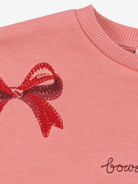 Sweat col rond blanc+rose 8 - vertbaudet enfant 