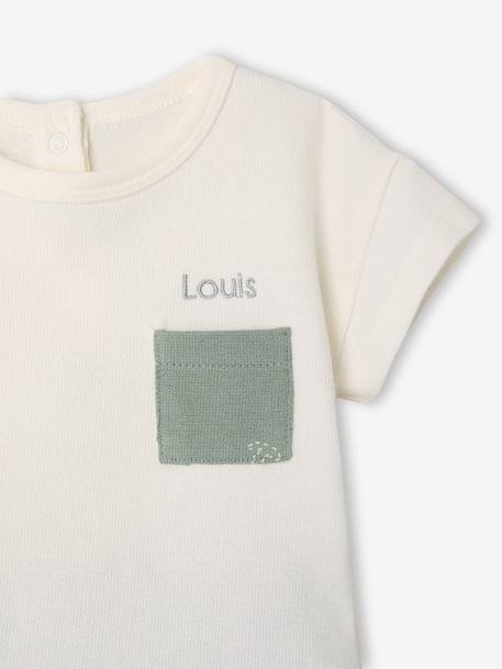 Ensemble short t-shirt à personnaliser noisette+vert sauge 15 - vertbaudet enfant 