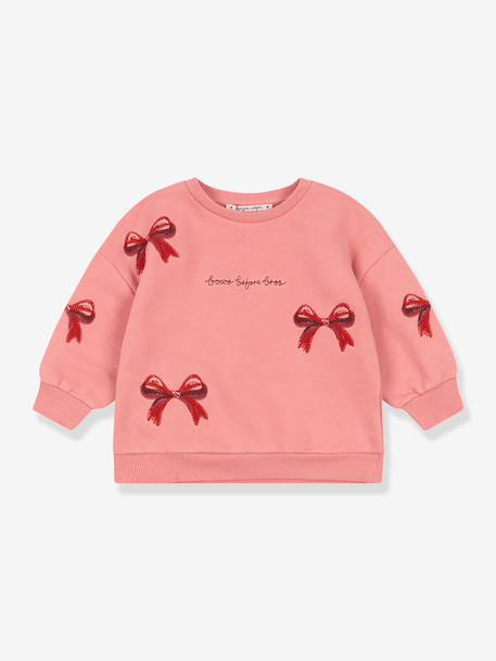 Sweat col rond blanc+rose 5 - vertbaudet enfant 