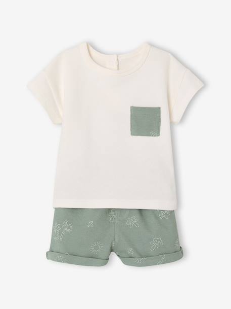 Ensemble short t-shirt à personnaliser noisette+vert sauge 11 - vertbaudet enfant 