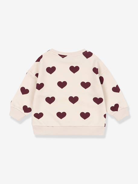 Sweat col rond blanc+rose 2 - vertbaudet enfant 