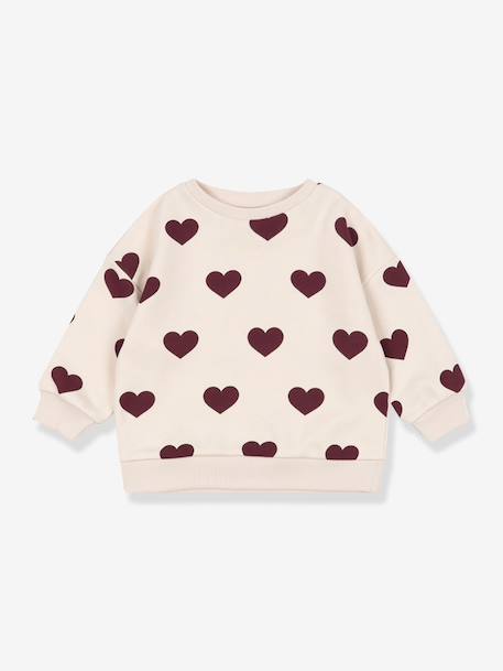Sweat col rond blanc+rose 1 - vertbaudet enfant 