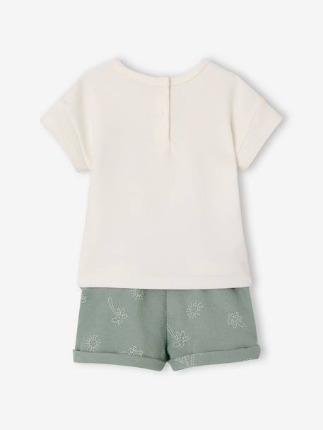 Ensemble short t-shirt à personnaliser noisette+vert sauge 14 - vertbaudet enfant 