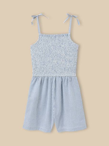 Combishort en seersucker fille Rayure seersucker bleu 2 - vertbaudet enfant 