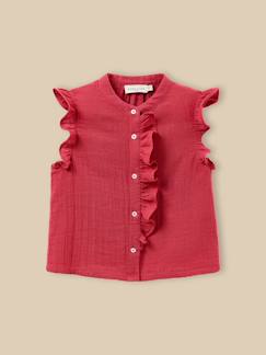 Blouse volantée - coton biologique  - vertbaudet enfant