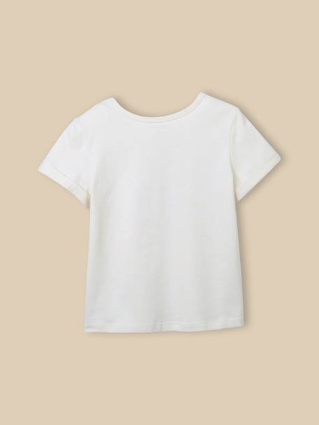 T-shirt fleur fille - coton biologique Ecru 2 - vertbaudet enfant 