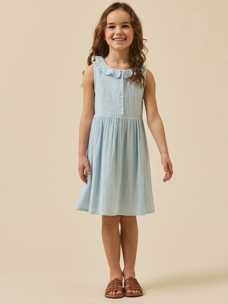Robe  - coton biologique Bleu pastel 4 - vertbaudet enfant 