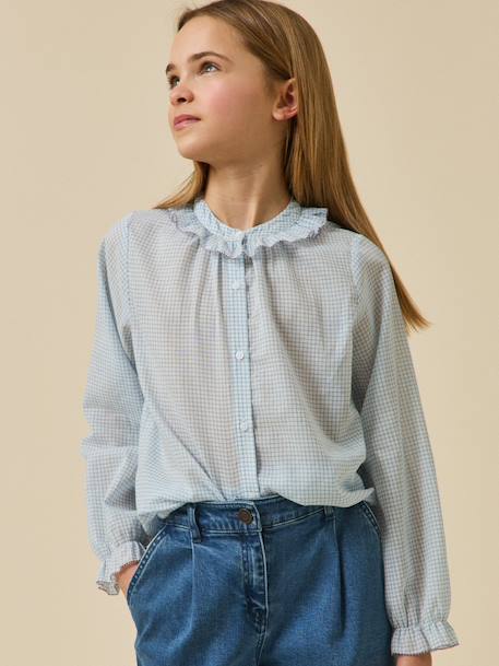 Blouse à carreaux Carreaux bleu 5 - vertbaudet enfant 