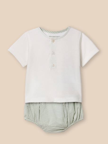 Bébé-Ensemble t-shirt et bloomer en seersucker
