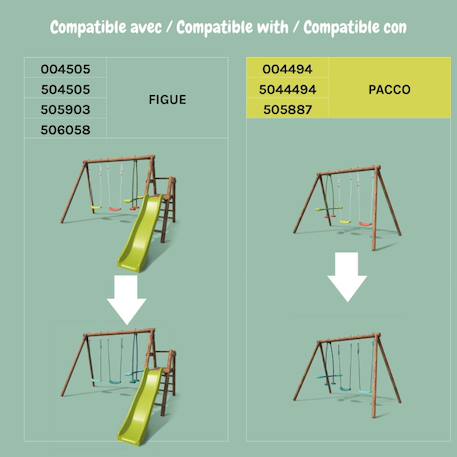 Pack cocoon 3 accessoires pour portique h195 cm 2 balançoires et 1 face à face Vert 6 - vertbaudet enfant 