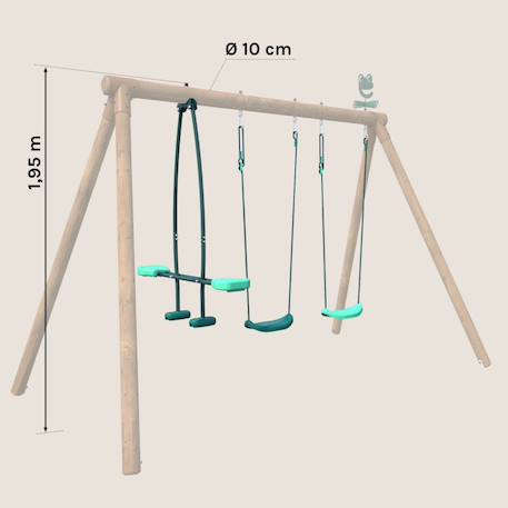 Pack cocoon 3 accessoires pour portique h195 cm 2 balançoires et 1 face à face Vert 2 - vertbaudet enfant 