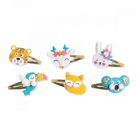 Coffret 6 Barrettes animaux pailletés Jaune 3 - vertbaudet enfant 