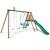 Portique en bois rond 3 agrès avec face à face et toboggan narcisse Marron 4 - vertbaudet enfant 
