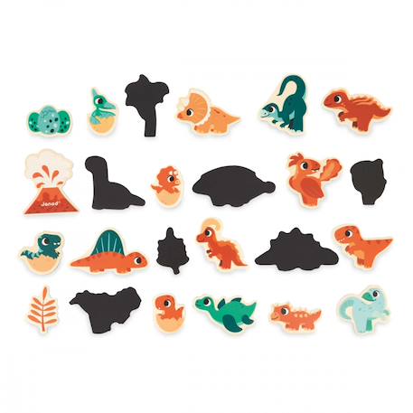 Magnets dinosaures en bois fsc 24 pcs Beige - Chantier+Beige - Ferme+Beige - Fruits et Légumes+Beige - Jardin+Beige - Licornes et Dragons+Beige - Marin+Orange 29 - vertbaudet enfant 