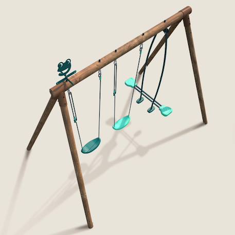 Portique en bois rond 3 agrès avec face à face polo Marron 6 - vertbaudet enfant 
