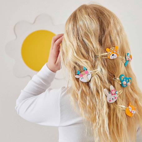 Coffret 6 Barrettes animaux pailletés Jaune 4 - vertbaudet enfant 