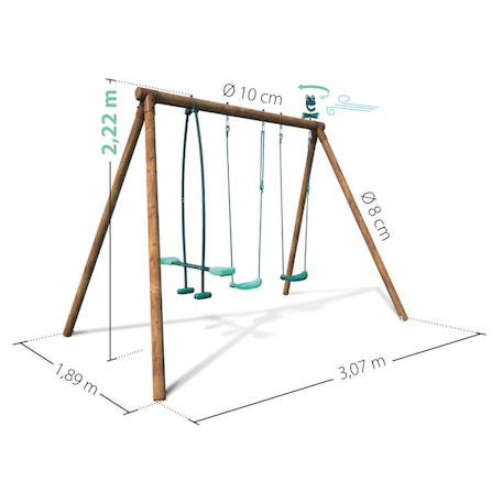 Portique en bois rond 3 agrès avec face à face polo Marron 5 - vertbaudet enfant 