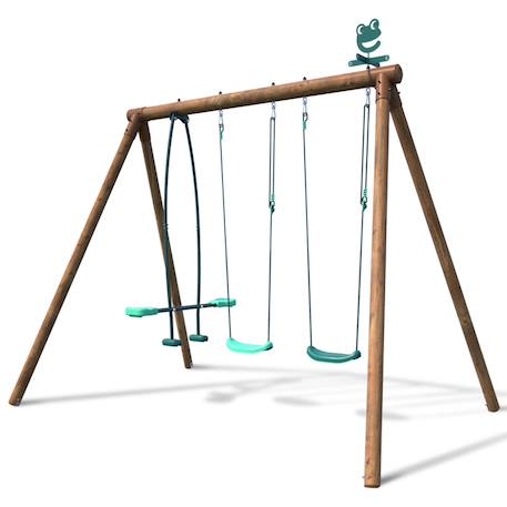 Portique en bois rond 3 agrès avec face à face polo Marron 3 - vertbaudet enfant 