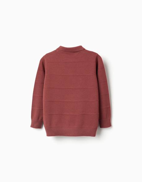 Pull en maille de coton avec lignes en relief Bleu foncé+Marrón 6 - vertbaudet enfant 