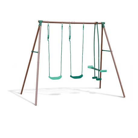 Portique 3 agrès en métal avec face à face malo menthe Marron 3 - vertbaudet enfant 