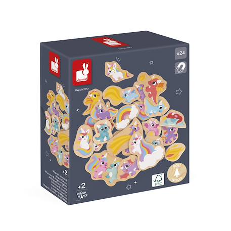 Magnets dinosaures en bois fsc 24 pcs Beige - Chantier+Beige - Ferme+Beige - Fruits et Légumes+Beige - Jardin+Beige - Licornes et Dragons+Beige - Marin+Orange 20 - vertbaudet enfant 