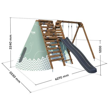 Aire de jeux avec tipi et toboggan apollon Marron 5 - vertbaudet enfant 