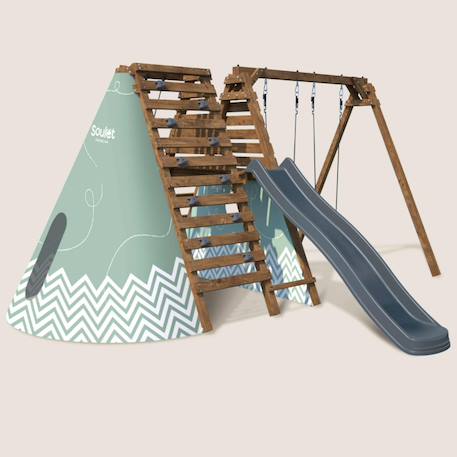 Aire de jeux avec tipi et toboggan apollon Marron 2 - vertbaudet enfant 