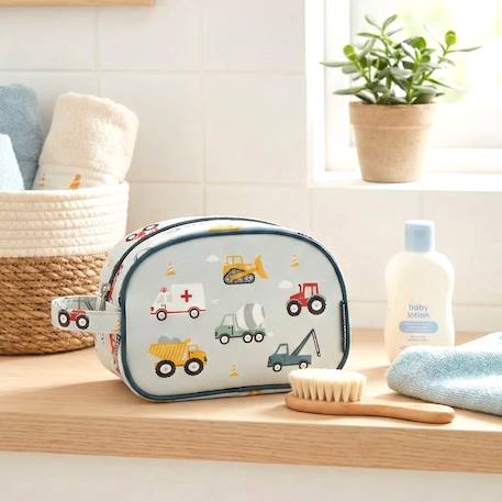 Trousse de toilette amis de la forêt Bleu+Gris+Jaune+Rose+Vert d'eau, marron, écru 8 - vertbaudet enfant 