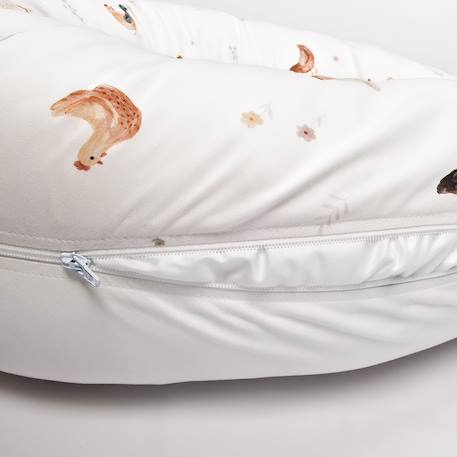 Coussin de maternité et d'allaitement + housse gallina Écru – motif poules champêtre 3 - vertbaudet enfant 