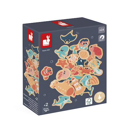 Magnets dinosaures en bois fsc 24 pcs Beige - Chantier+Beige - Ferme+Beige - Fruits et Légumes+Beige - Jardin+Beige - Licornes et Dragons+Beige - Marin+Orange 24 - vertbaudet enfant 