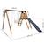 Portique en bois carré 3 agrès balançoire bébé, face à face et toboggan trefle Marron 5 - vertbaudet enfant 