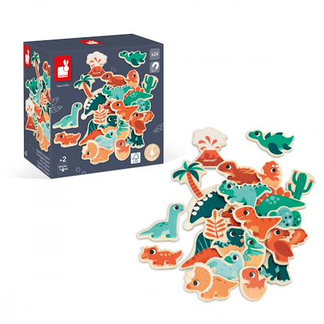 Magnets dinosaures en bois fsc 24 pcs Beige - Chantier+Beige - Ferme+Beige - Fruits et Légumes+Beige - Jardin+Beige - Licornes et Dragons+Beige - Marin+Orange 30 - vertbaudet enfant 