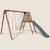 Portique en bois carré 3 agrès balançoire bébé, face à face et toboggan trefle Marron 1 - vertbaudet enfant 