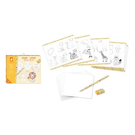 Step by step drawing 20 modèles animaux BLANC 5 - vertbaudet enfant 