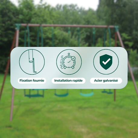 Portique 3 agrès en métal avec face à face malo menthe Marron 6 - vertbaudet enfant 