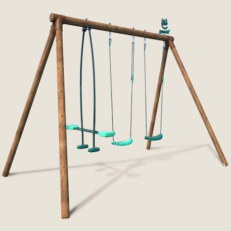Portique en bois rond 3 agrès avec face à face polo Marron 1 - vertbaudet enfant 