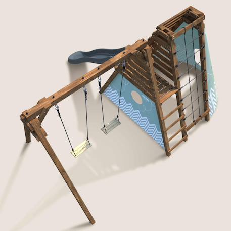Aire de jeux avec tipi et toboggan apollon Marron 6 - vertbaudet enfant 