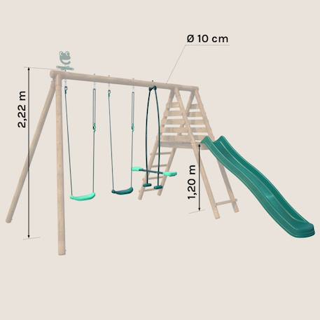 Set 4 agrès avec face à face et toboggan pour portique cocoon Vert 2 - vertbaudet enfant 