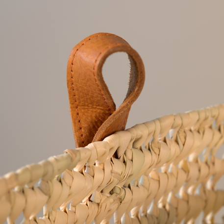 Panier à suspendre carré anse cuir Naturel 3 - vertbaudet enfant 