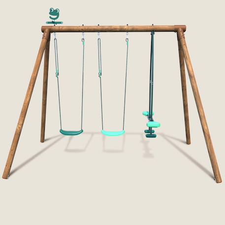 Portique en bois rond 3 agrès avec face à face polo Marron 2 - vertbaudet enfant 