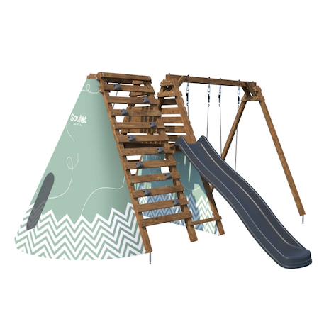 Aire de jeux avec tipi et toboggan apollon Marron 4 - vertbaudet enfant 