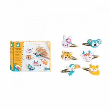 Coffret 6 Barrettes animaux pailletés Jaune 5 - vertbaudet enfant 