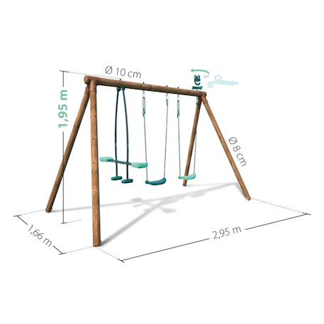 Portique en bois rond 3 agrès avec face à face pacco Marron 5 - vertbaudet enfant 