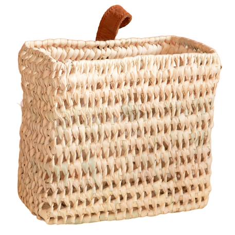 Panier à suspendre carré anse cuir Naturel 2 - vertbaudet enfant 