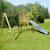 Portique en bois carré 3 agrès balançoire bébé, face à face et toboggan trefle Marron 4 - vertbaudet enfant 