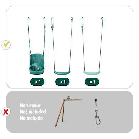 Pack lilly 3 accessoires pour portique h195 cm : 2 balançoires et 1 siège bébé lilly évolutif Vert 5 - vertbaudet enfant 