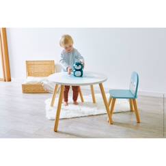 Pioupiou Et Merveilles Ensemble Table Et Chaises Enfant Ovaline Blanc & Rose - 1 à 4 Ans - Bois Massif D'Hévéa