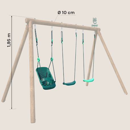 Pack lilly 3 accessoires pour portique h195 cm : 2 balançoires et 1 siège bébé lilly évolutif Vert 2 - vertbaudet enfant 