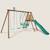 Portique en bois rond 3 agrès avec face à face et toboggan narcisse Marron 1 - vertbaudet enfant 