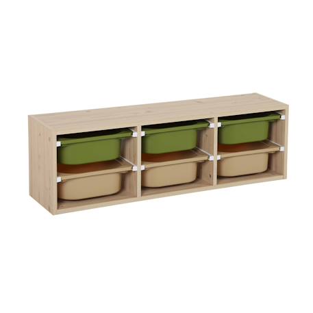 Sora - children's storage unit with 6 storage bins Moutarde+Vert olive 7 - vertbaudet enfant 